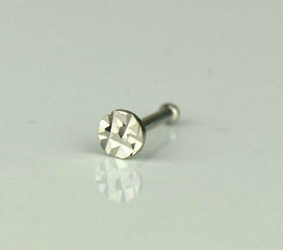 14k Yellow or White Gold Round Flat Nose Piercing Stud