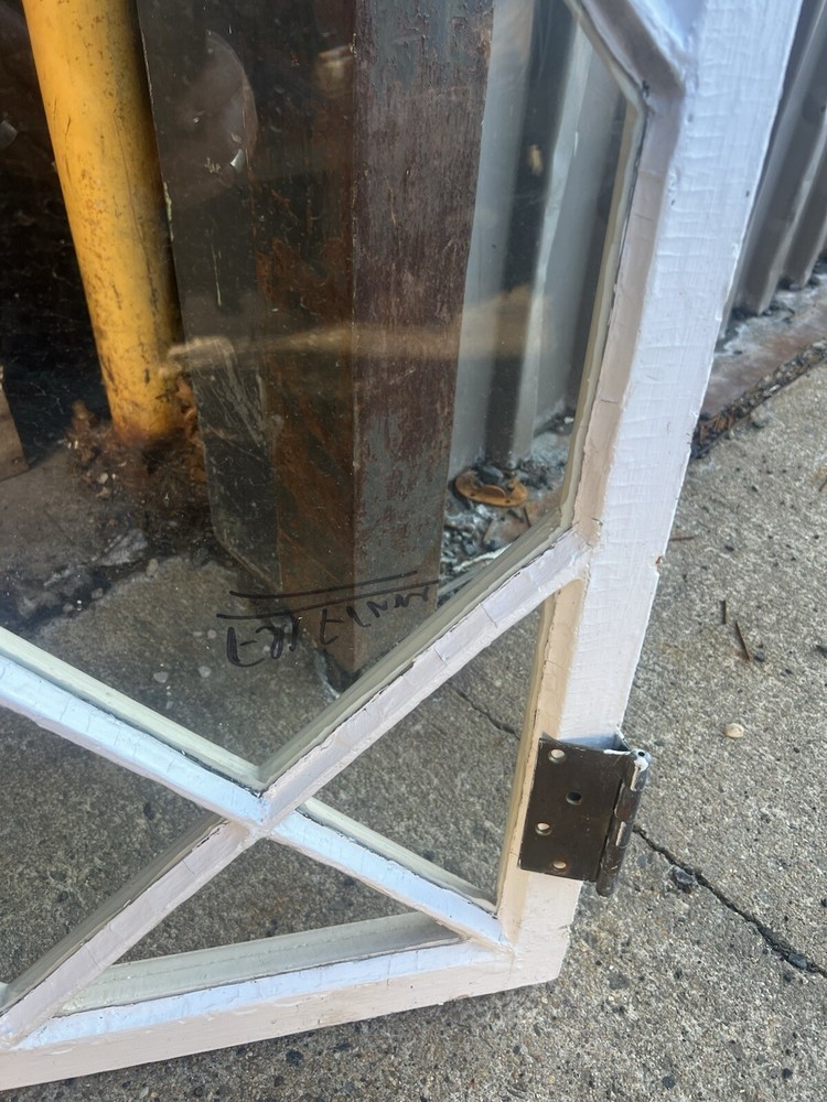antique c1902 MISSION style TUDOR diamond pane casement window unique pattern