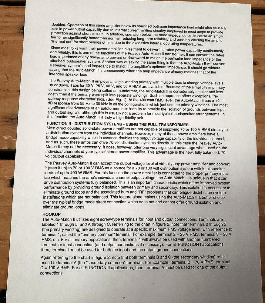 Peavey Automatch II transformer