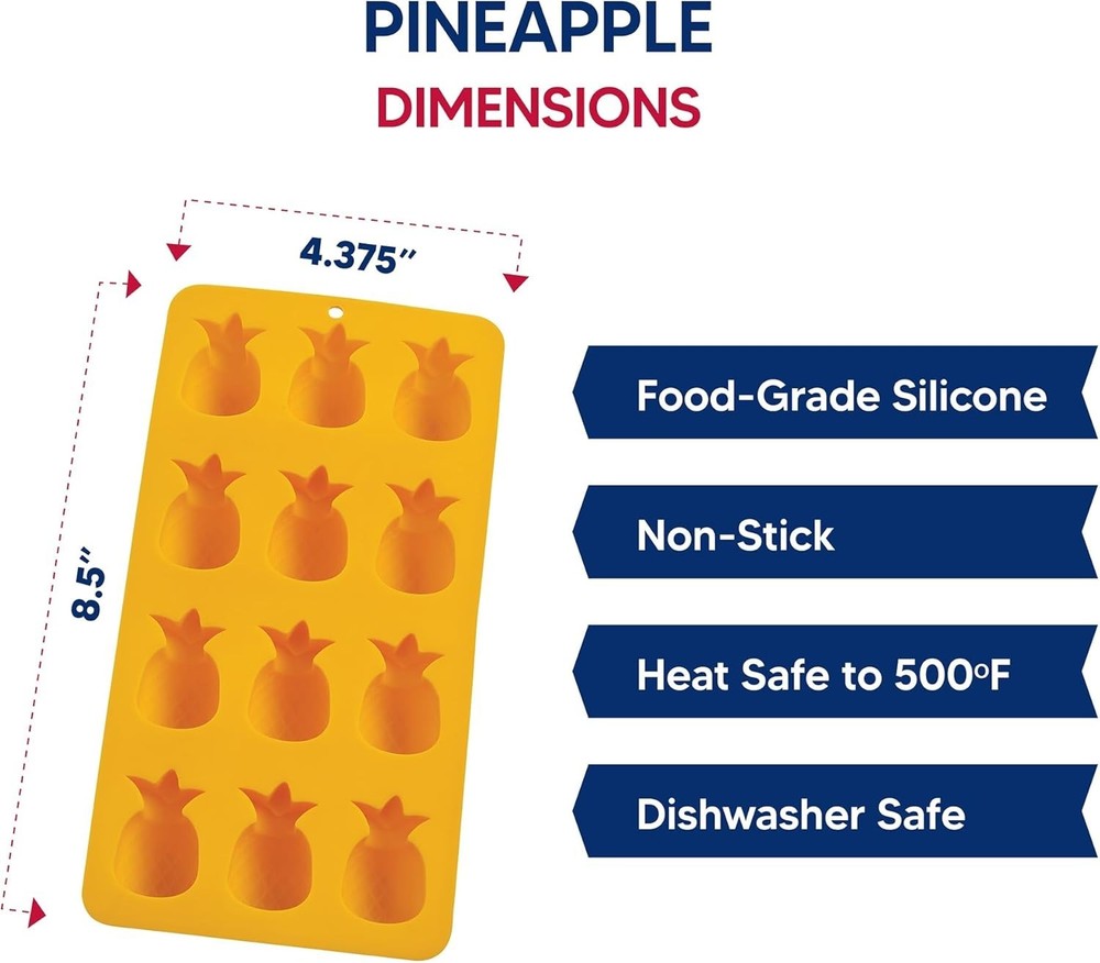 Silicone Pineapples Ice Cube Tray, Non-Stick, Makes 12