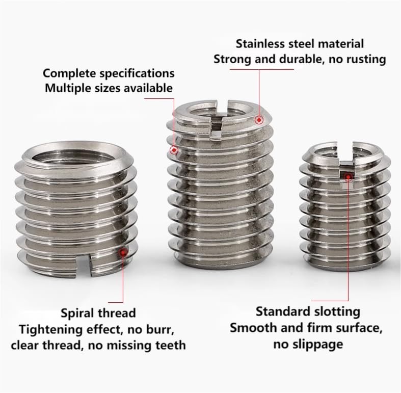 10pcs Self Tapping Thread Inserts - Female Length:10mm, M6*1-M8*1.25