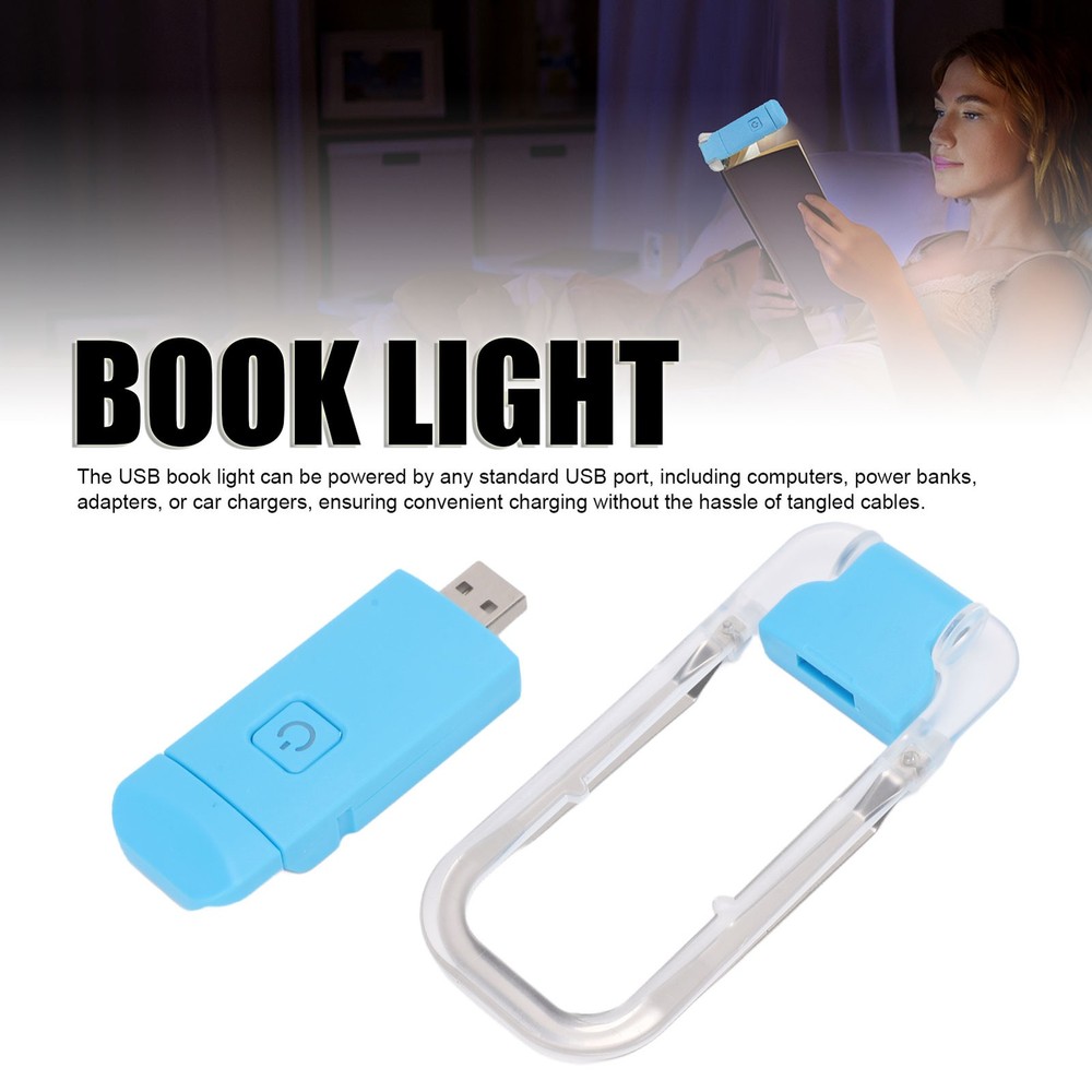 Adjustable Rechargeable Clip On LED Reading Light For Nighttime Reading Blue