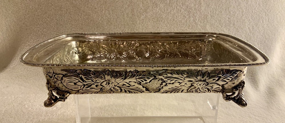 Ornate Silver Plated Footed Casserole-8.5” X 13”