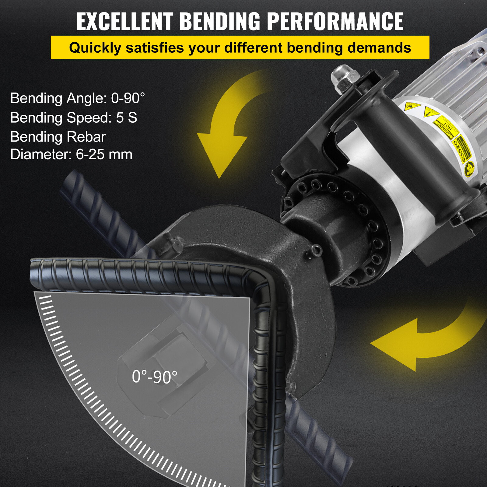 VEVOR 1500W Electric Rebar Bender 1" 25mm #8 Hydraulic Portable Rebar Bending