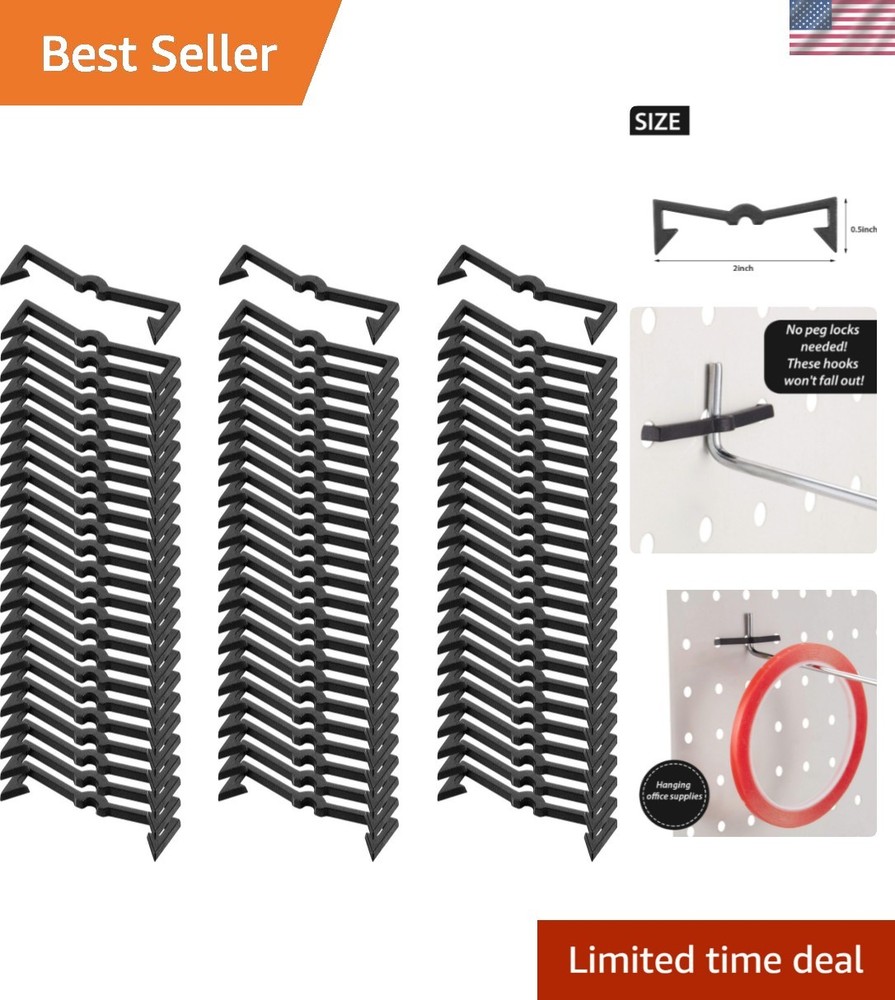 Pegboard Clips Hook Locks Black Plastic Peg Locks Pegboard Hook Retainers Dis...