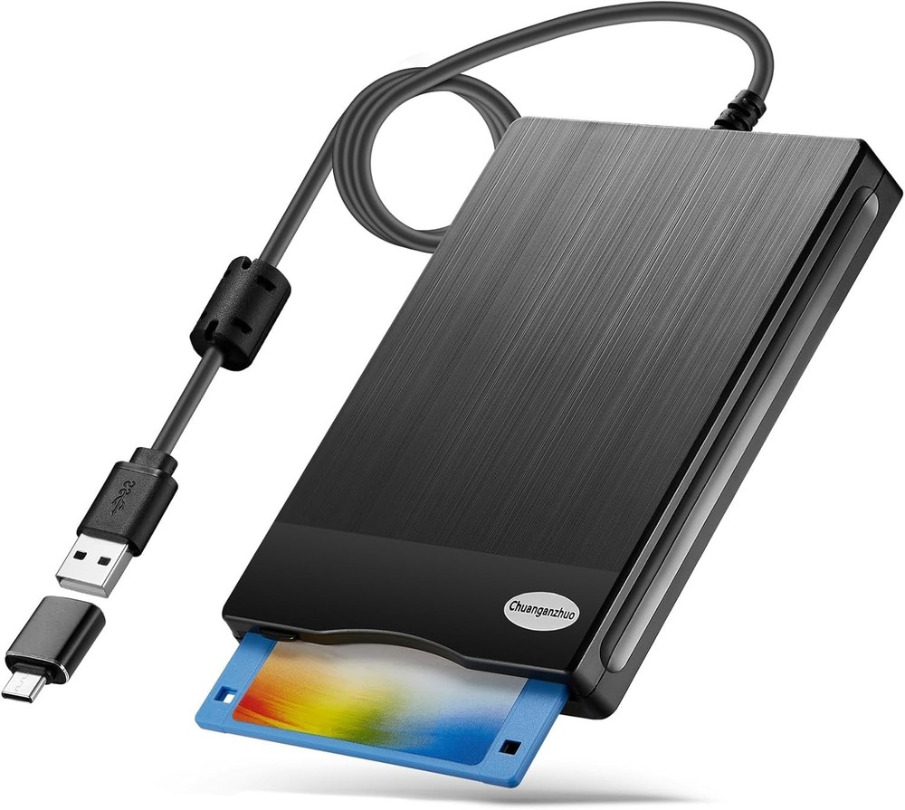 Floppy Disk Reader, 3.5 inch USB Type A&C External Floppy Disk Drive, 3 1/2 F...