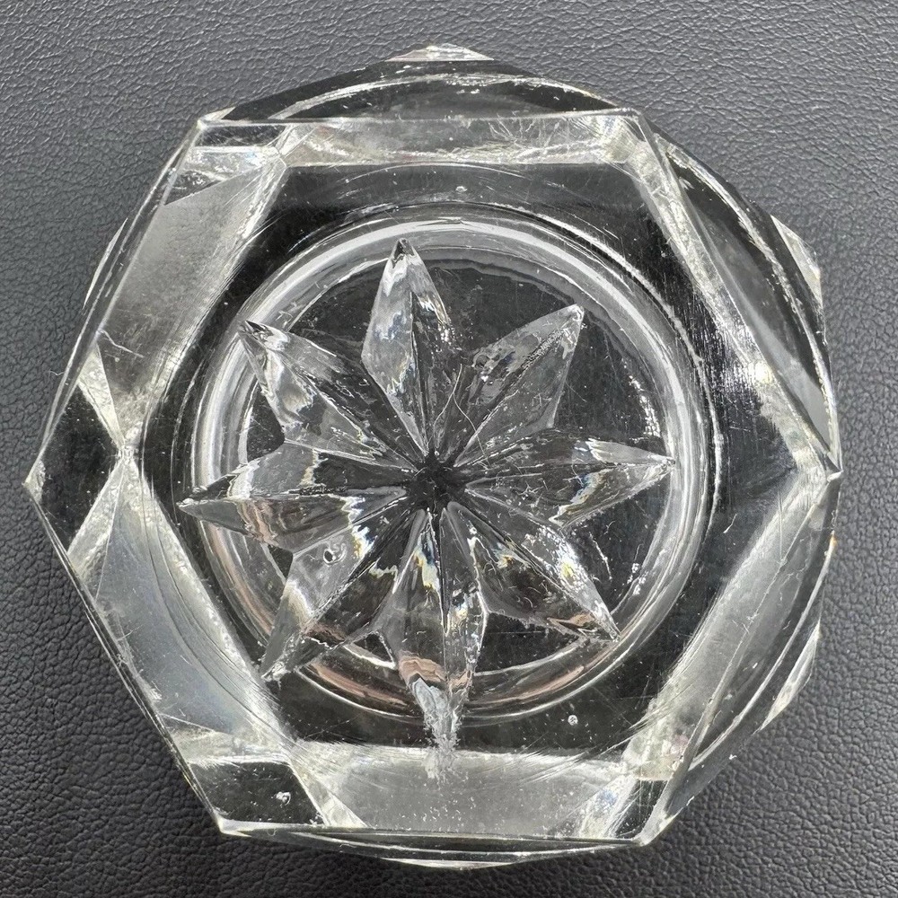 Antique 2 Richards & Hartley EAPG Star Pattern Open Salt Cellars Dips 2.25”W