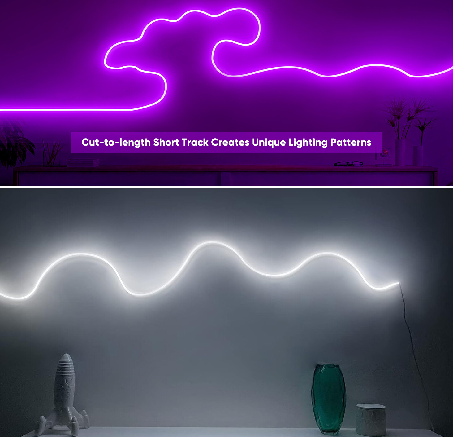 1m-2.5m Aluminum Clip Light Channel Mounting Bracket for 8x16mm Rope Lights