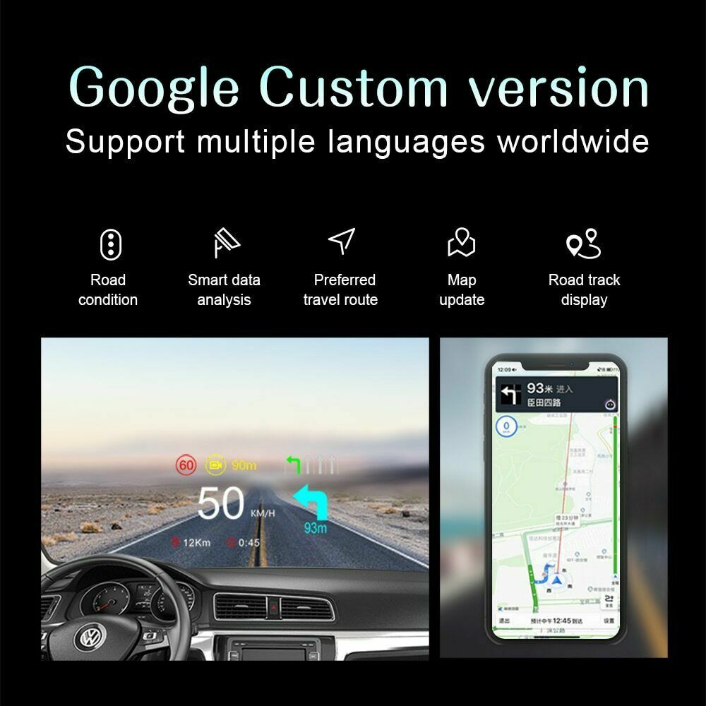 C1 Mirror HUD Head Up Display OBD2 GPS Navigation Speedometer Overspeed Warning