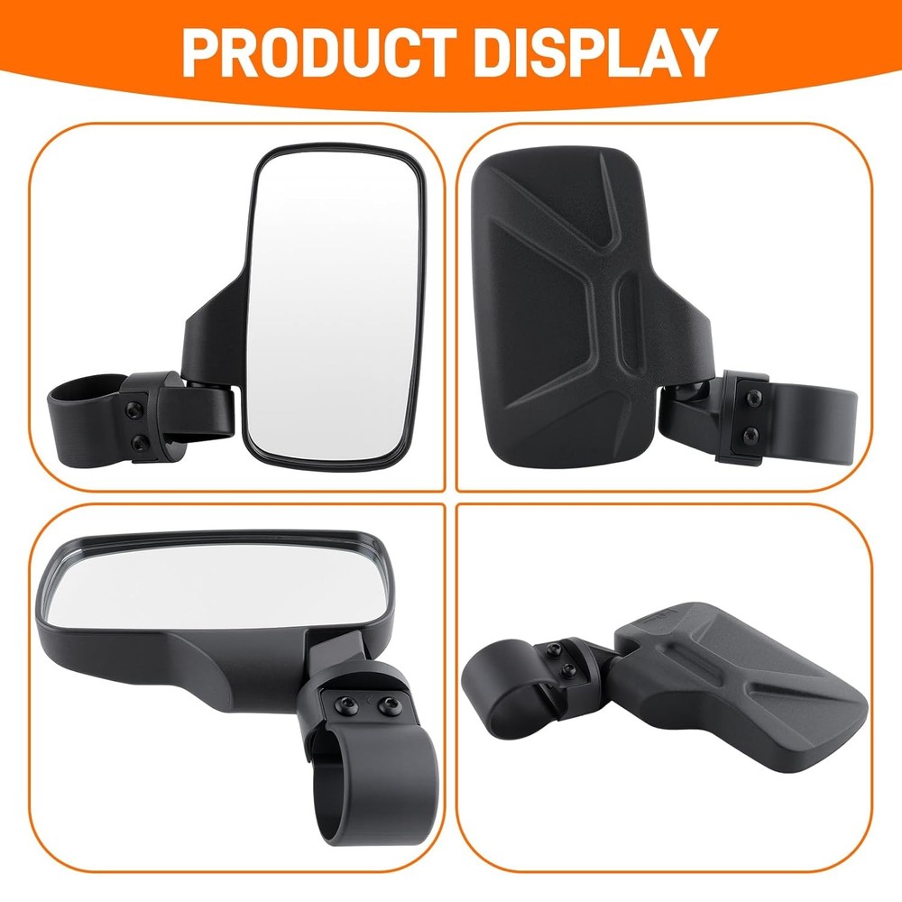 UTV Side Mirror Center Mirror 2 Inch Roll Bar Adjustable Rearview Kit Cage