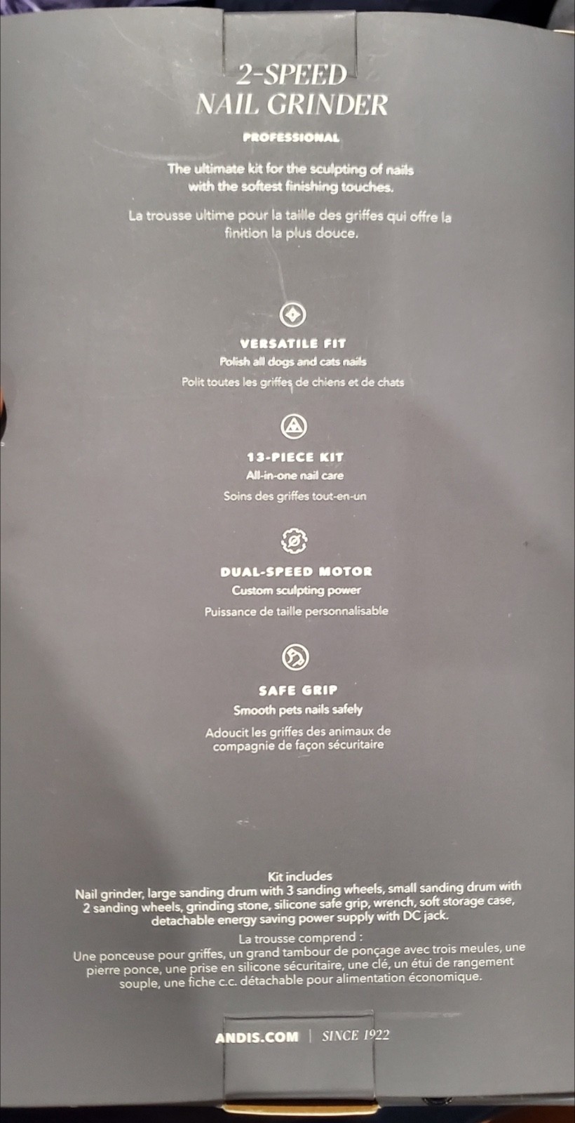 Andis Professional 2-Speed Pet Nail Grinder New Grooming Tool for Dogs Claw Care