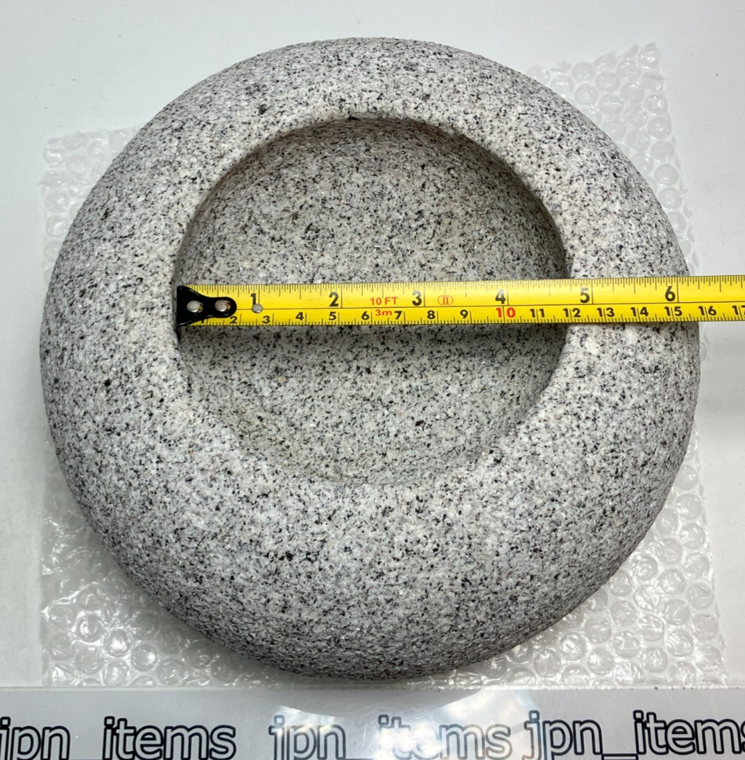 Small Granite Stone Water Bowl 8.6 in Chozubachi Japanese Garden Ornament Statue