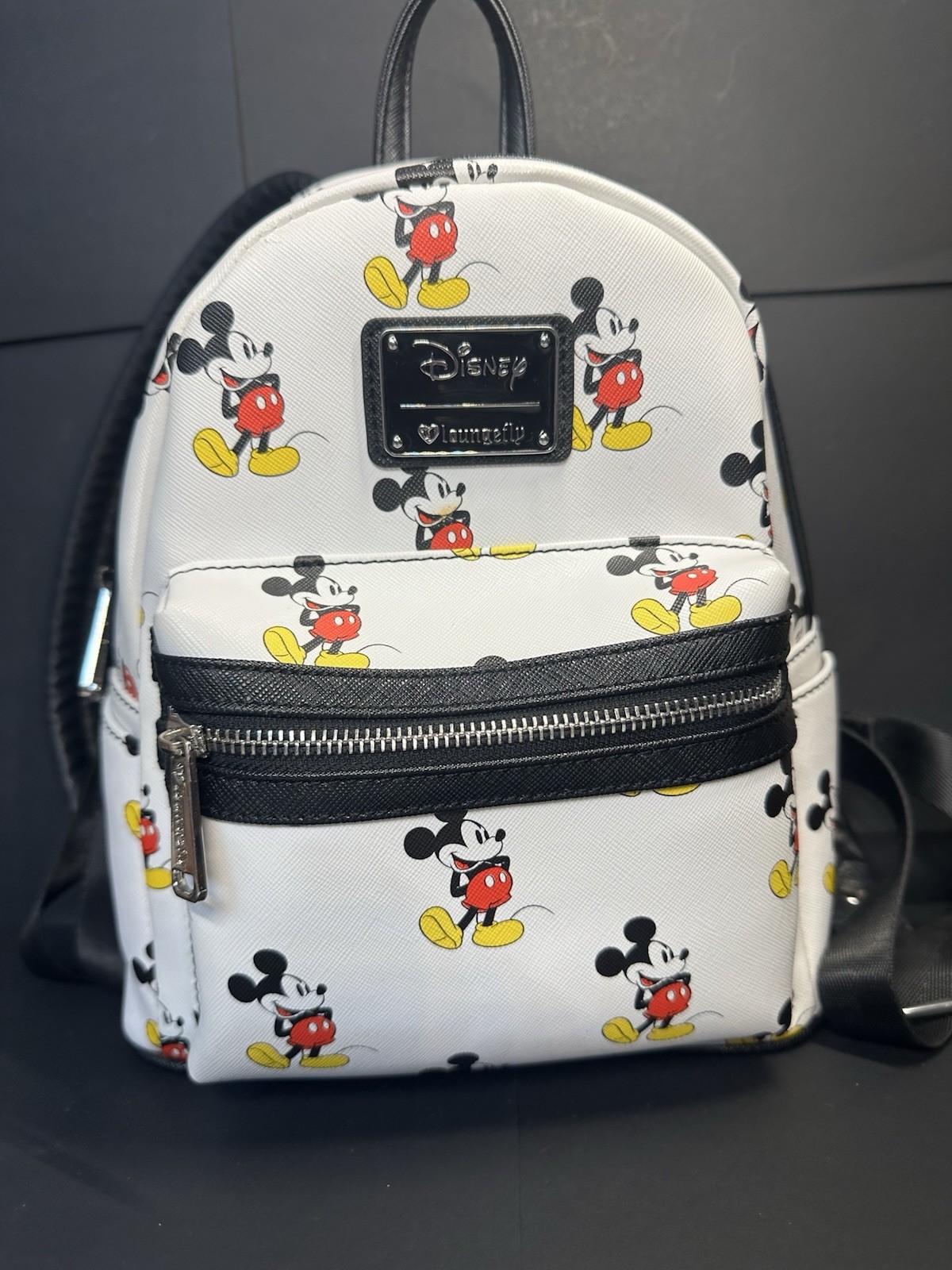Loungefly Disney Classic Mickey Mouse Mini Backpack White Red Adjustable Straps