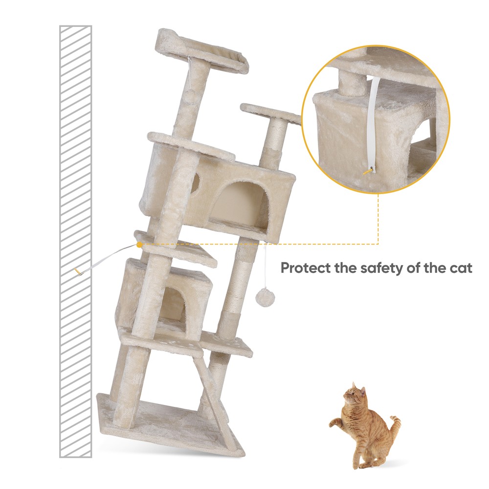 Multi-Level Cat Tree Condo Cat Tower Kitty Cat Scratching Post Beige Indoor