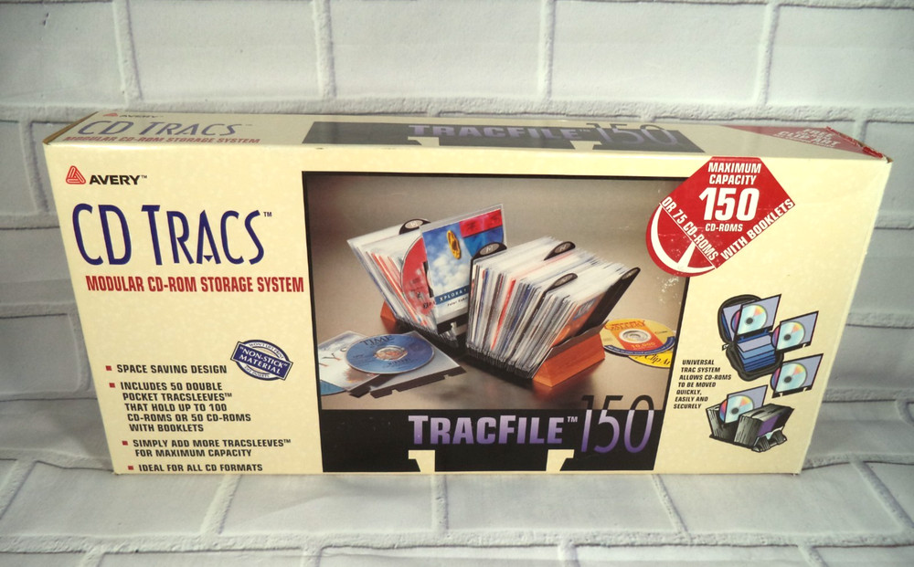 Vintage CD Tracs Modular CD Rom Storage System TracFile 150 NOS