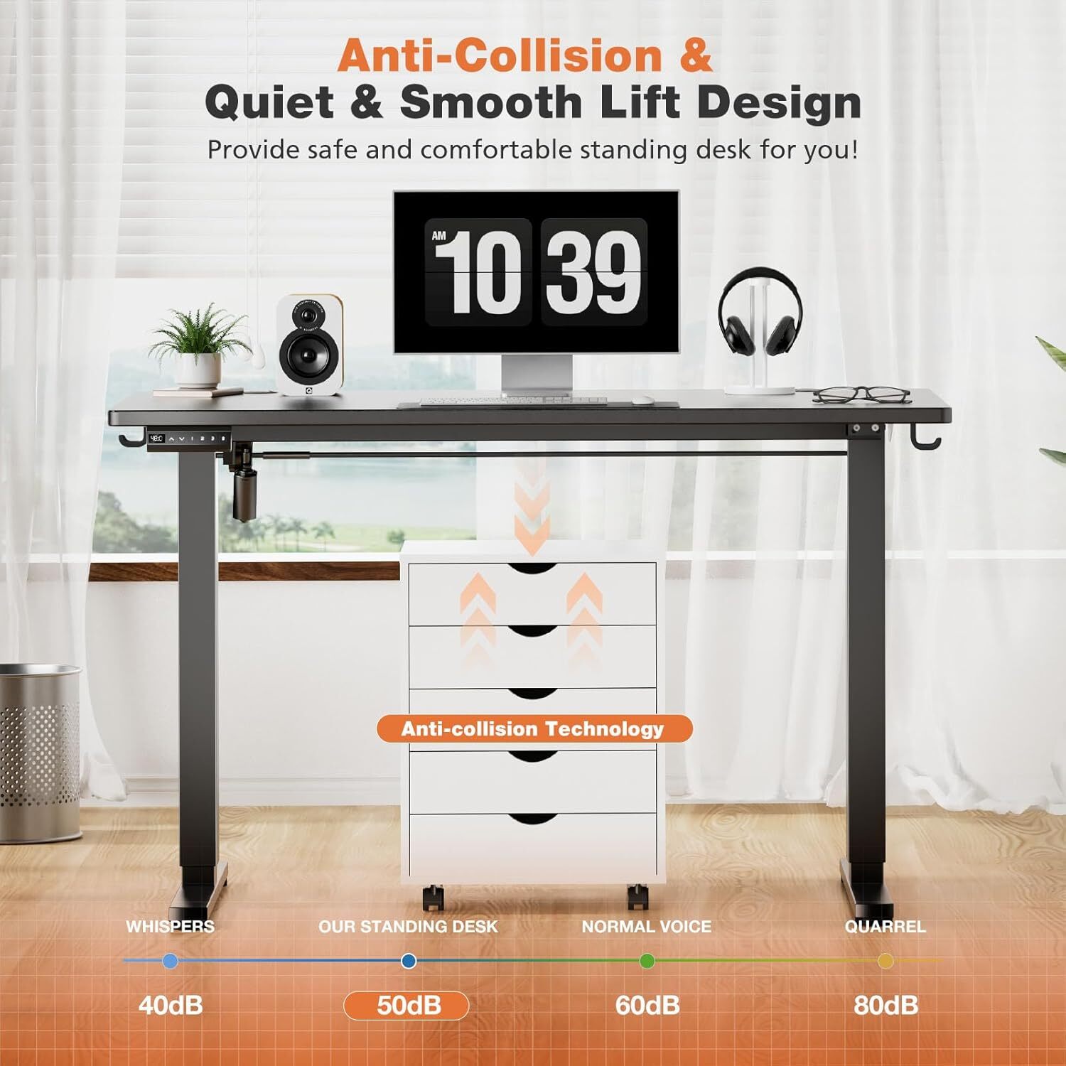 40-63 Inch Electric Standing Desk Home Office Height Adjustable Computer Table