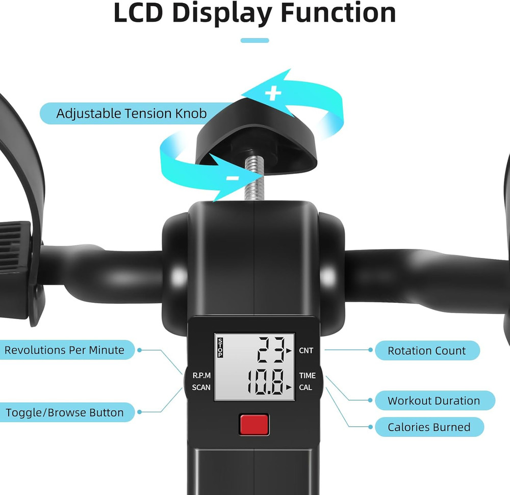 Foldable Pedal Exerciser Mini Arm Leg Exercise Bike with LCD Screen Display GIFT