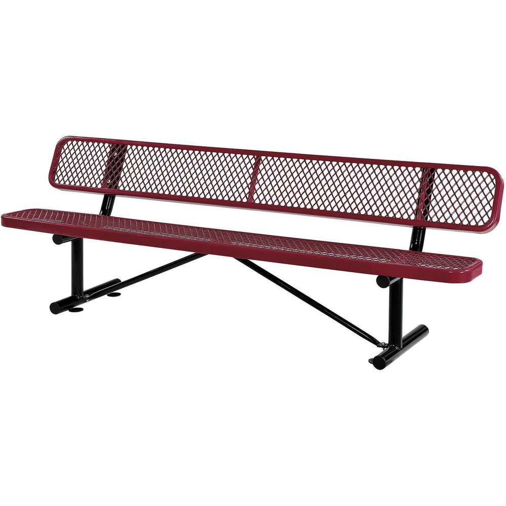 96"L Expanded Metal Mesh Bench With Back Rest Red