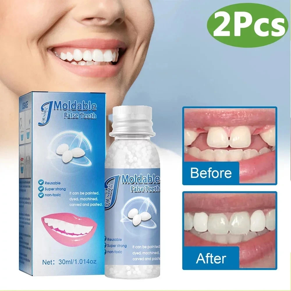 2Pcs Teeth Repair Kit, Temporary False Teeth Moldable False Teeth for Snap on