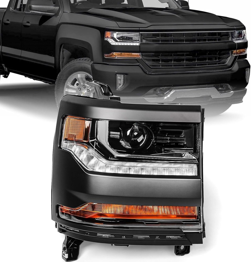Headlight Assembly Compatible with Chevy Silverado 1500 2016 2017 2018 (Hid/Xeno