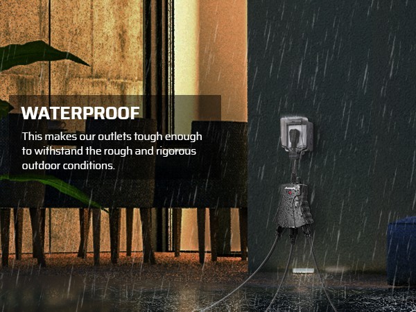 Outdoor Wireless Remote Control Power Strip 3 Grounded Outlets 100Ft Range