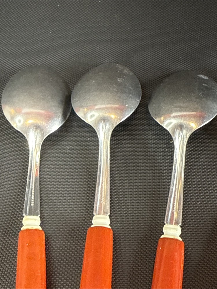 BAKELITE Sta-Brite Cherry Red Handled Silverware Set Spoons Fork Knife Butter