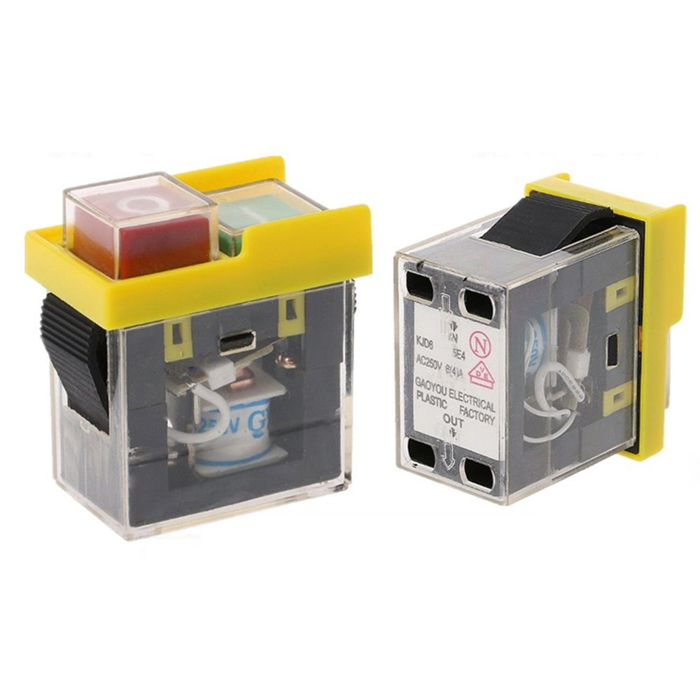 Reliable start button switch with power off and undervoltage protection