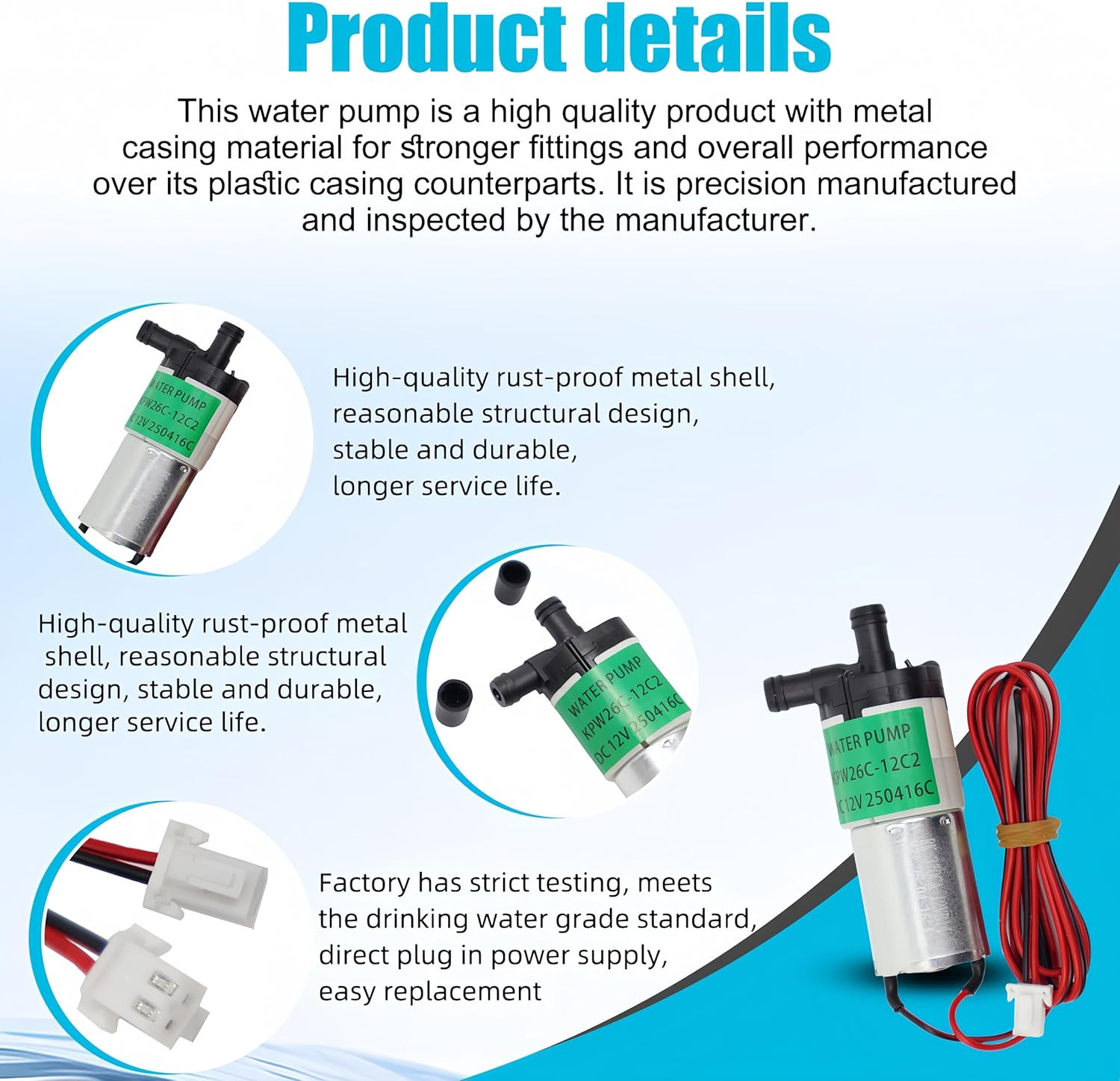 Upgrade KPW26C-12C2 Water Pump Compatible with G E Profile Opal 2.0 Countertop N