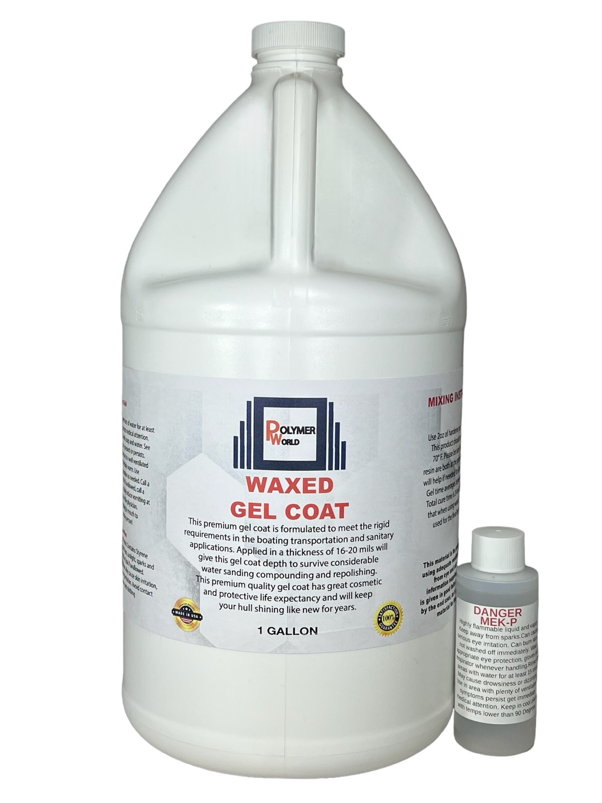 Polymer World White Gelcoat with Wax 1 Gallon, Boats, Cars, RV, Fiberglass ,Tubs