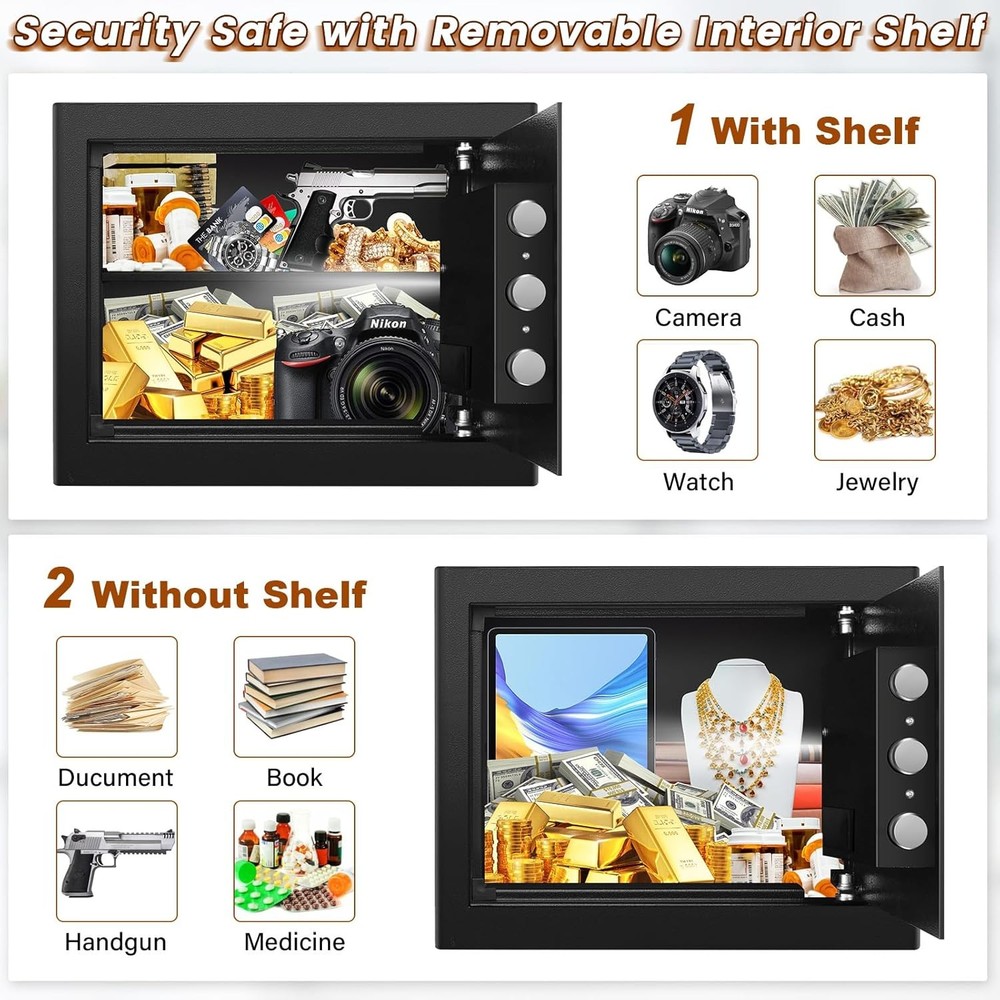 1.2 Cu Ft Home Safe Small Safe Box W/ Fireproof Waterproof Bags Programmable