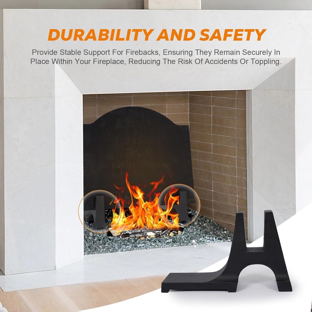 Fireback Feet Iron Fireplace Support, Cast Pair of Fireback...