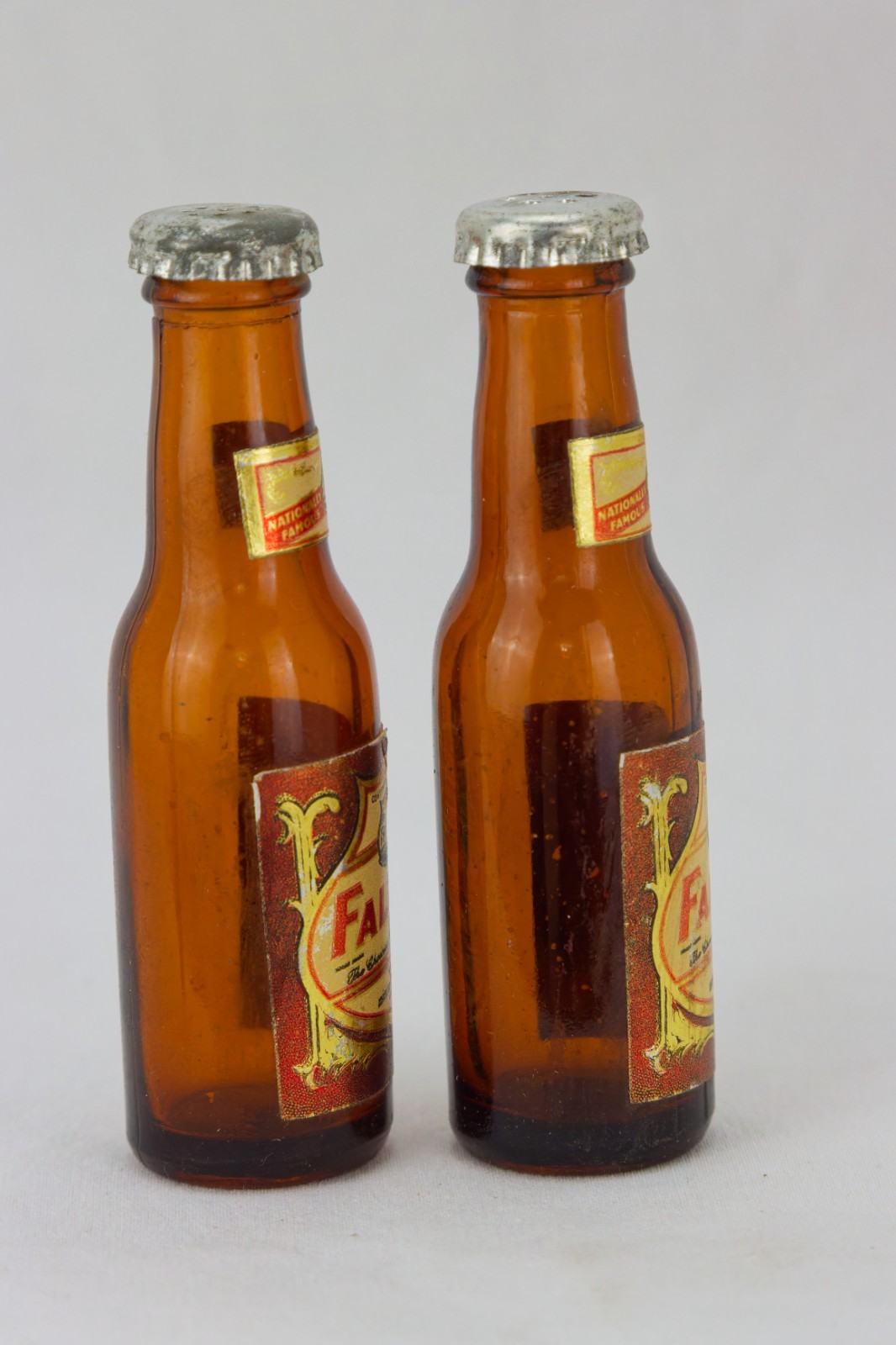 Falstaff Beer Salt & Pepper Shakers, Glass, Vintage