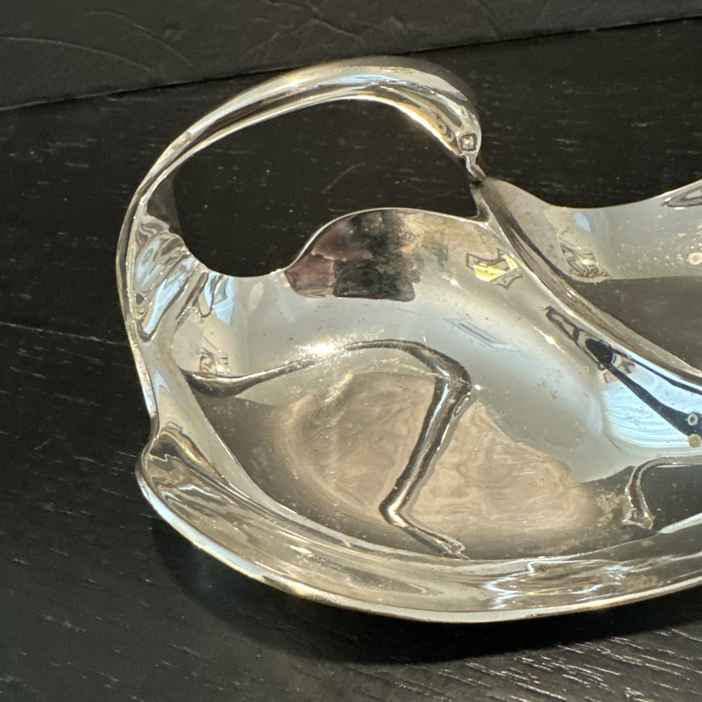 VTG Silver Plated Double Swan Trinket Dish Candy Bowl Ashtray