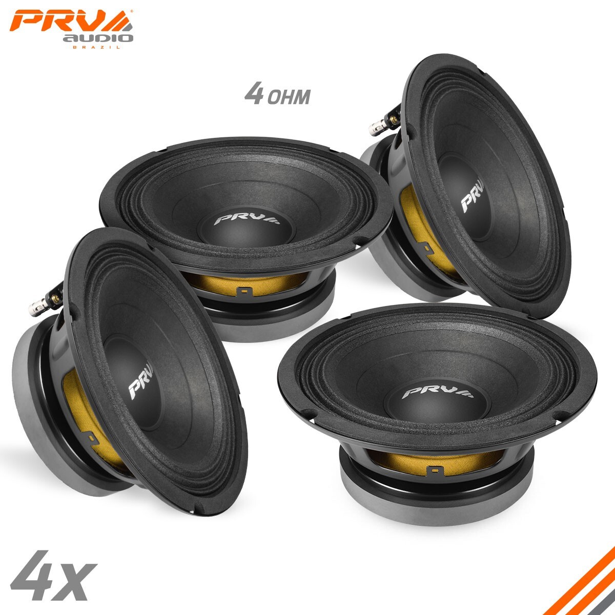 4x PRV 8" Midbass Speakers 8MB500-4 Car Audio 4 Ohm 2000 Watts