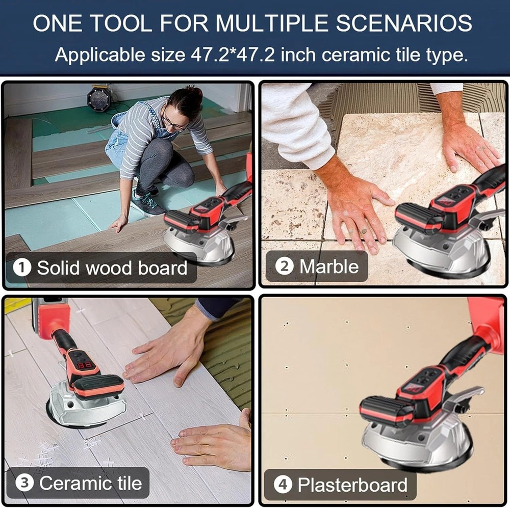 Handheld Tile Vibration Tool with Adjustable Speed and Digital Display Features