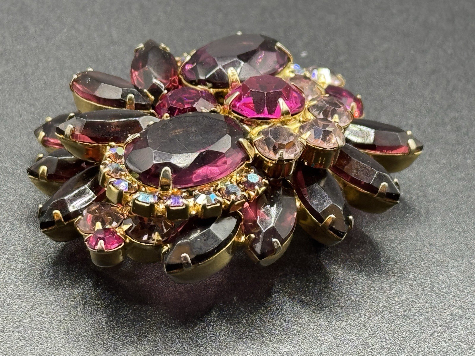Vtg Juliana Delizza Elster 5-Link Bracelet +Brooch Lavender Mauve Hot Pink As-is
