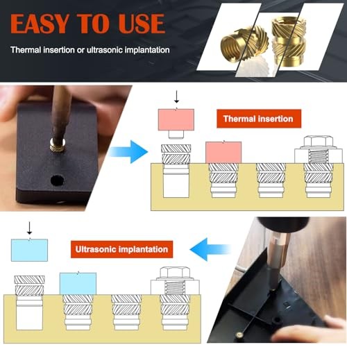 400Pcs Threaded Inserts, M2 M2.5 M3 M4 M5 M6 Threaded Inserts Kit (400Pcs)