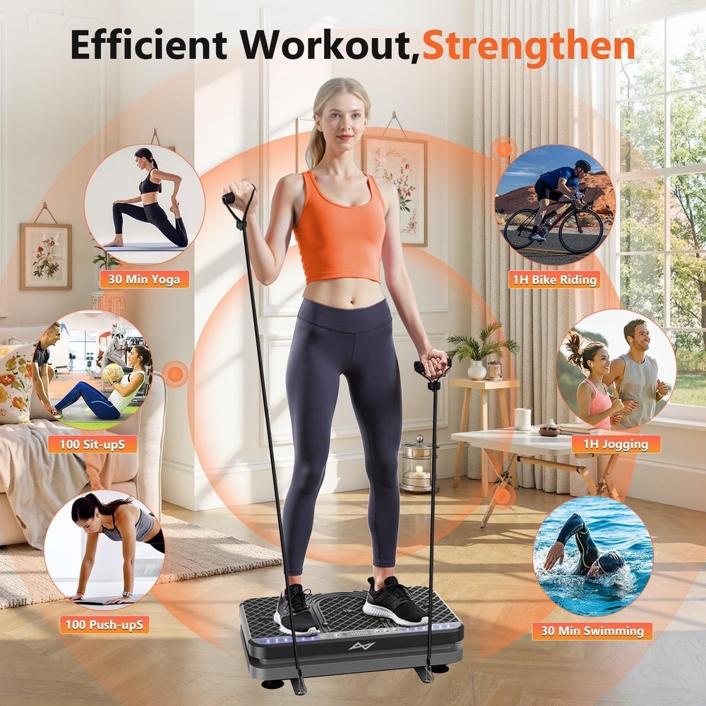 High-Performance Vibration Exercise Platform with Resistance Bands & LED Display