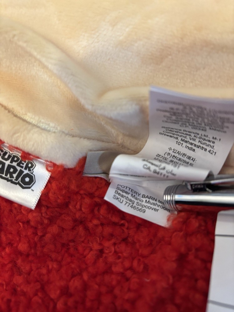 Pottery Barn Large Super Mario™ Super Mushroom Bean Bag Chair Slipcover NWT