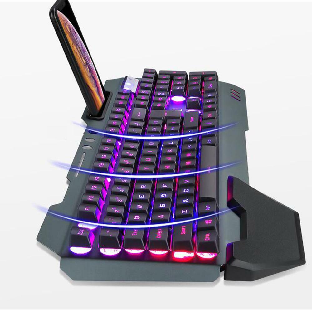 Wireless Gaming Keyboard and Mouse Mechanical Feel Rainbow Backlit