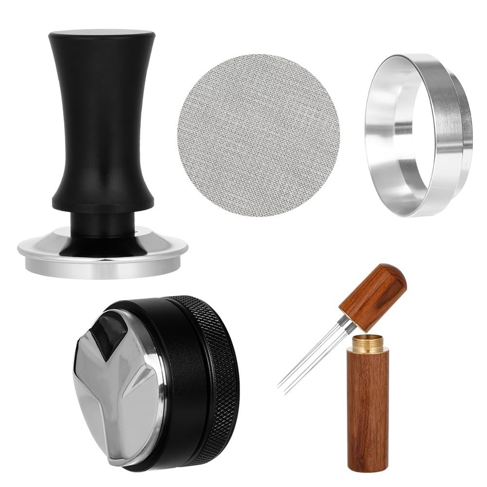 Adjustable Depth Espresso Tamper Set: 58mm Spring Loaded Espresso Distributor...