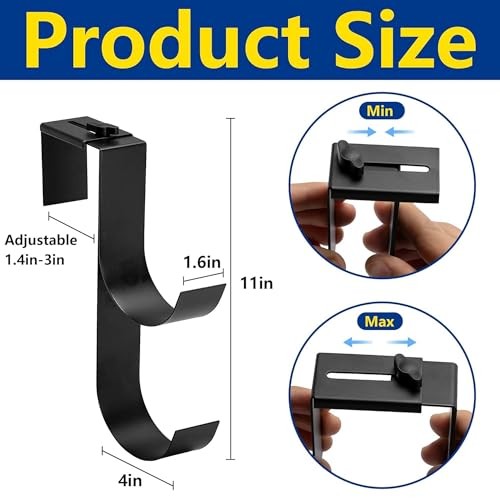 codree Pcs Adjustable Pool Fence Hooks for Pool Equipment, 2 Adjustable Black-2