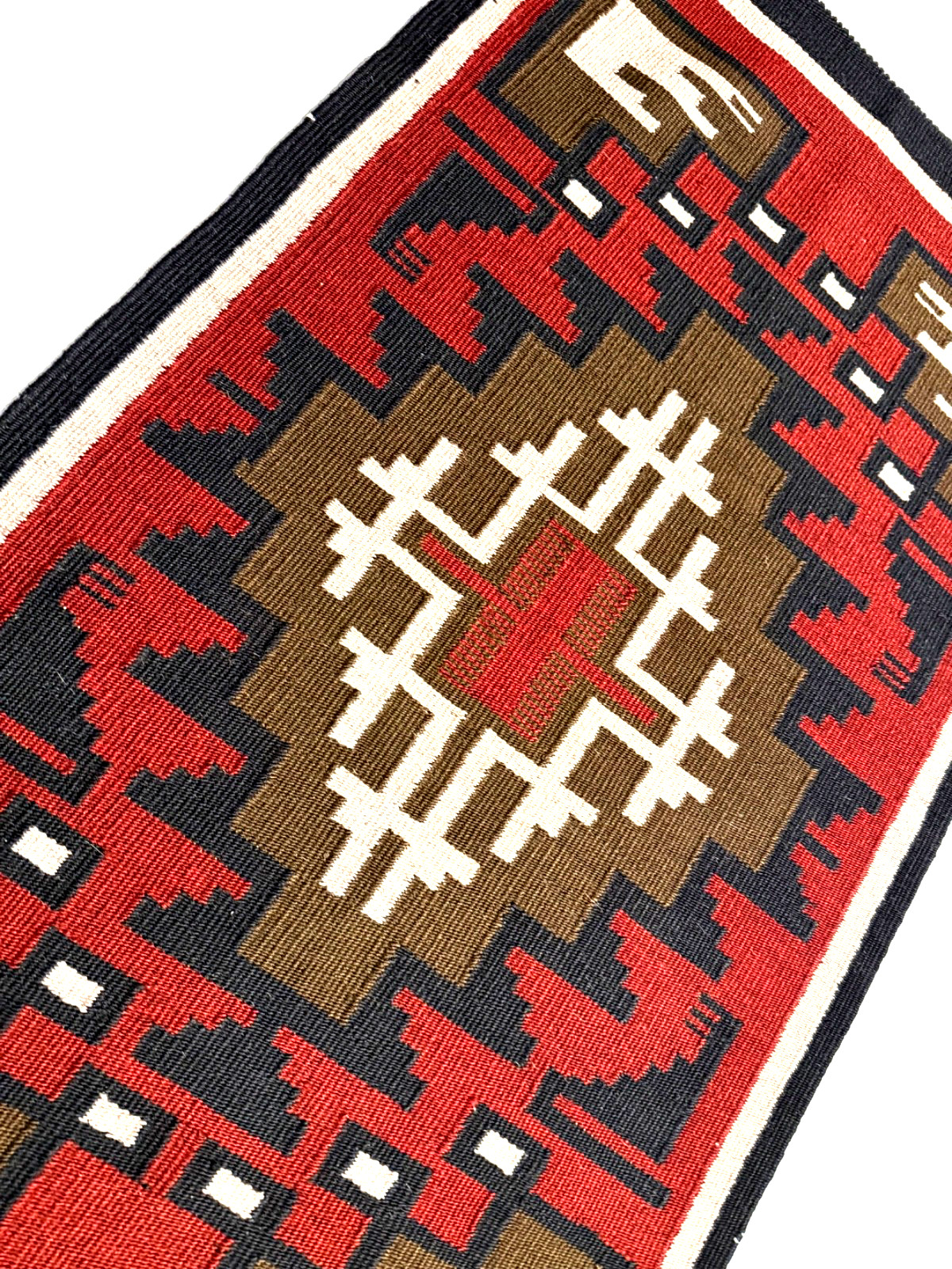 BEAUTIFUL NAVAJO GANADO RUG, INTRICATE DESIGN, HANDSPUN WOOL, 20TH C, MINT