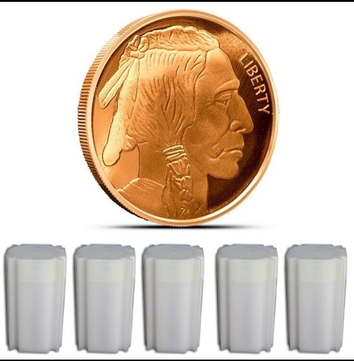 (100) BUFFALO - 1 OZ COPPER ROUND - BULLION - LOT - IN STOCK