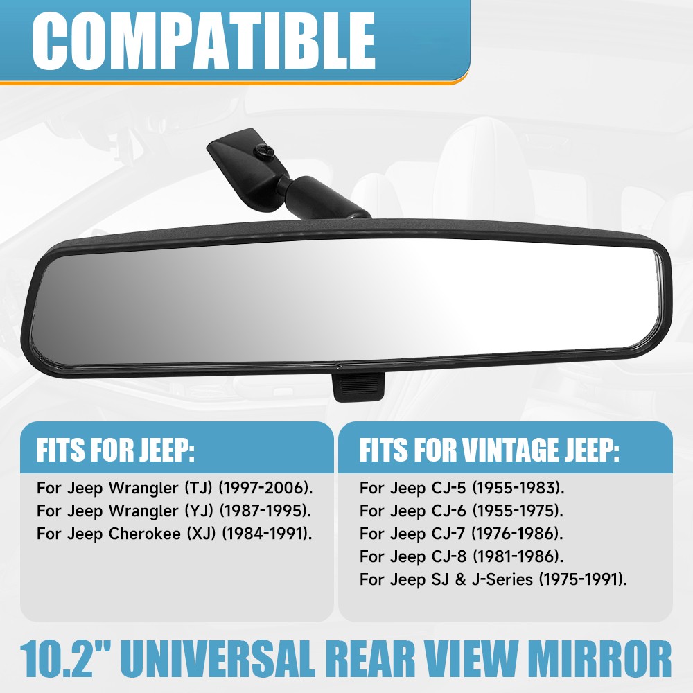Inside Rear View Mirror Rearview Mirror For Jeep CJ YJ TJ JK Wrangler 1976-2012.