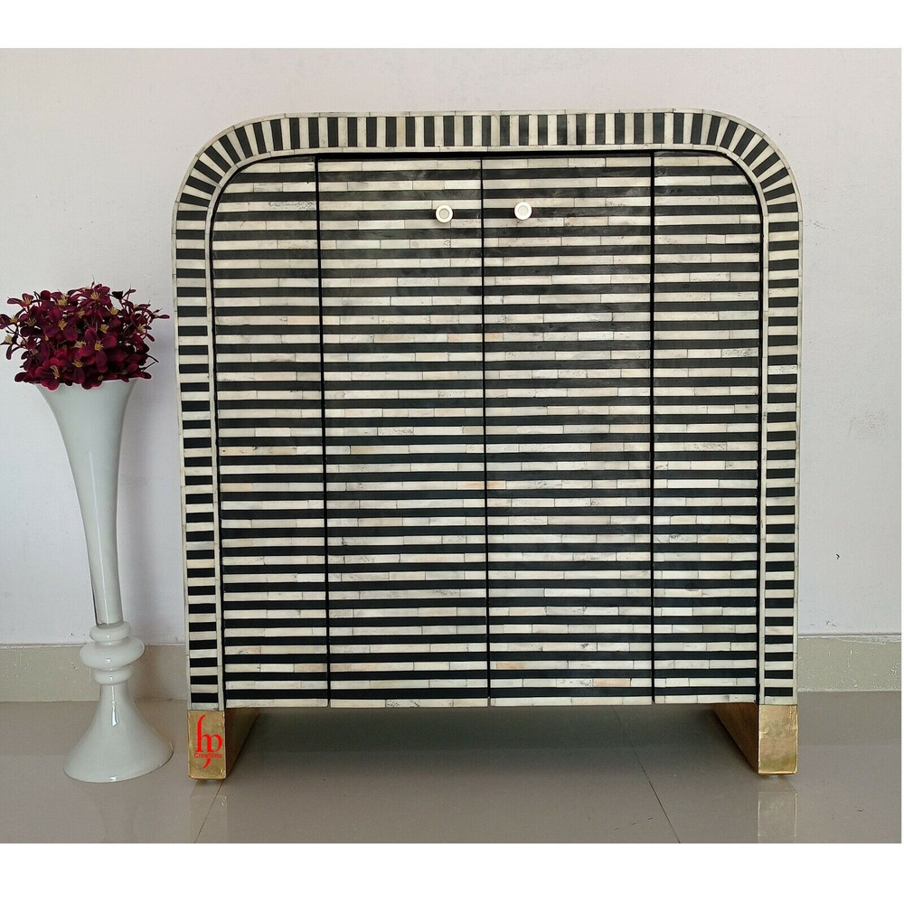 Handmade Bone Inlay Geometric Pattern Buffet| Cabinet for Home and Office Decor