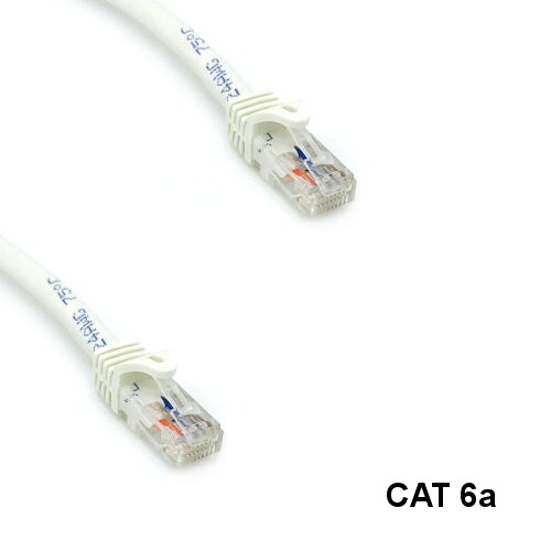 KNTK White 2' Cat6a UTP Ethernet Patch Cable 10Gbps 600MHz RJ45 Data Networking
