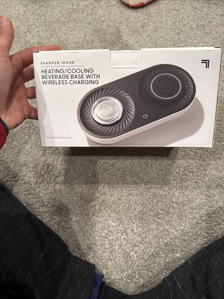 Sharper Image Heating/Cooling Beverage Base with Wireless Charger White NEW