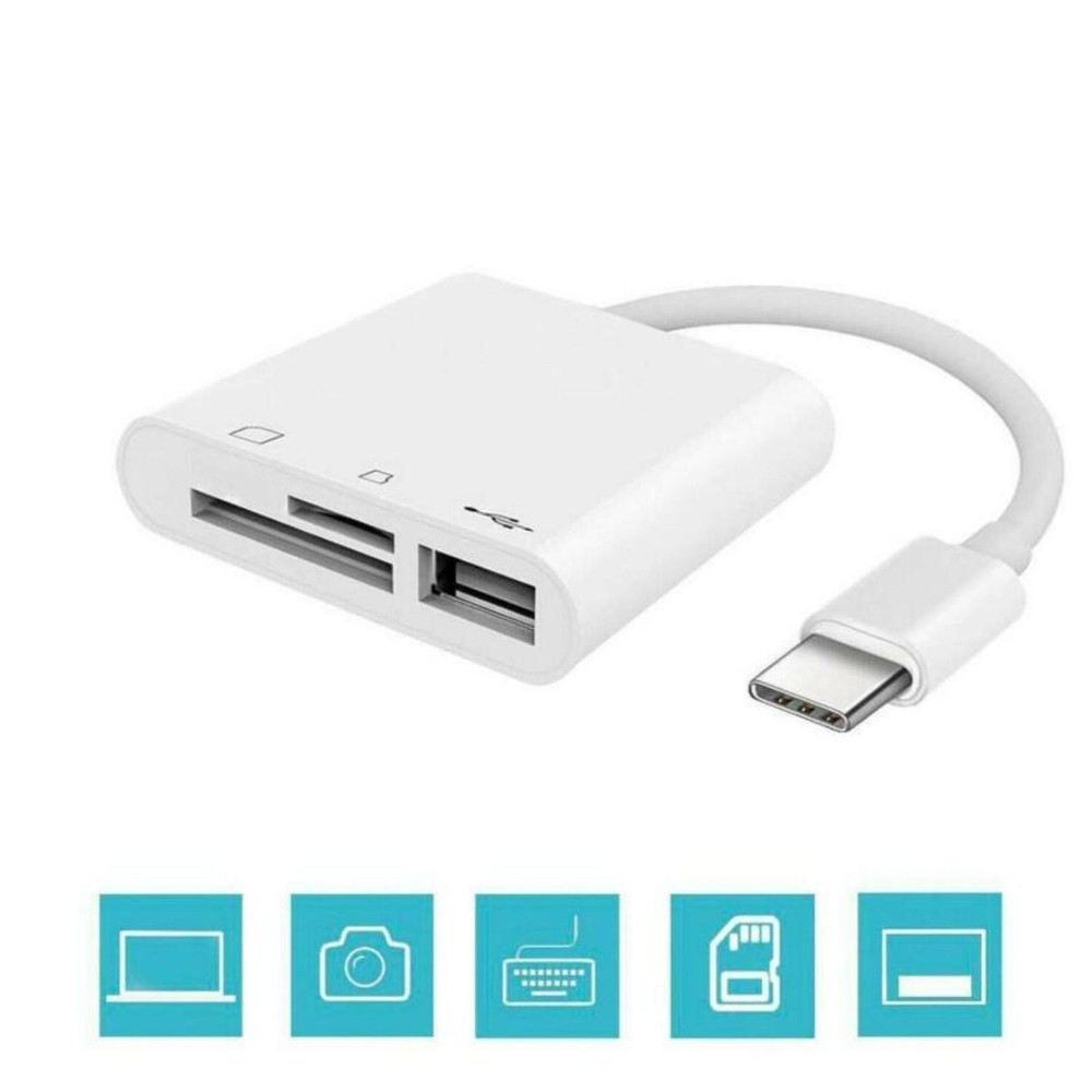 3-Port USB Type C to Card Reader Adapter SD Card Reader For MacBook Pro Laptop q