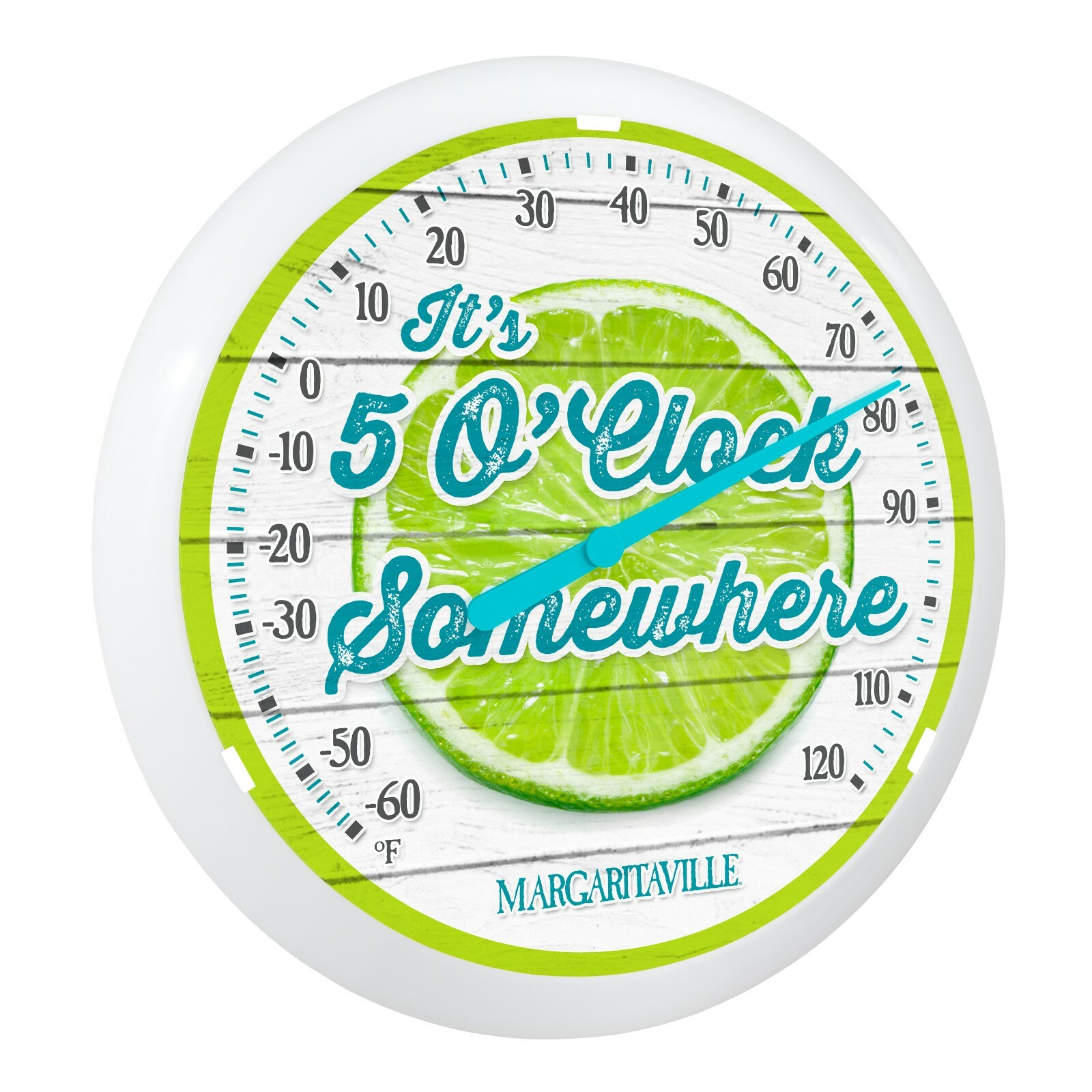 104-38667MV Margaritaville It's 5 O'Clock 13.25" Indoor/Outdoor Dial Thermometer